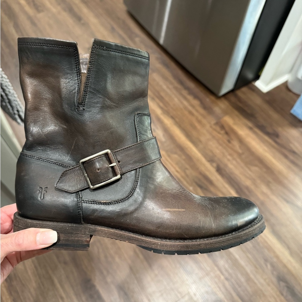 Frye Black Leather Ankle Boots